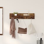 vidaXL Porte-manteau mural avec étagère Montage mural Chêne fumé 80 x 10.5 x 18 cm