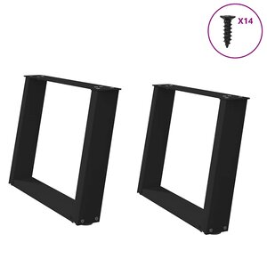 vidaXL Pieds de table basse en U  2 pièces  noir  60 x (42-43) cm  acier