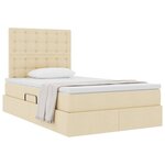 vidaXL Lit avec rangement et matelas Crème 120 x 190 cm tissu