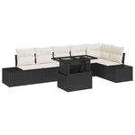 vidaXL Set de jardin 7 pièces avec coussins - Rattan poly noir