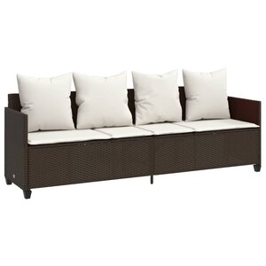 vidaXL Chaise longue avec coussins marron résine tressée