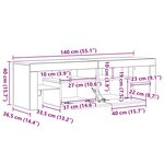 vidaXL Meuble TV avec lumières LED Chêne sonoma 140x36 5x40 cm