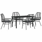 vidaXL Ensemble de salle à manger pour jardin 5 Pièces Noir polyrotin