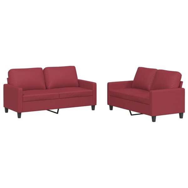 vidaXL Ensemble de canapés 2 Pièces et coussins Rouge bordeaux Similicuir