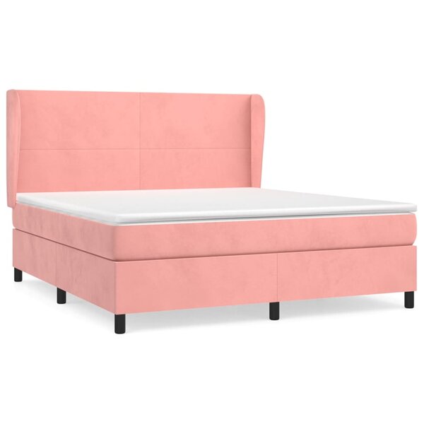 vidaXL Sommier à lattes de lit avec matelas Rose 180x200 cm Velours
