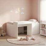 vidaXL Lit haut pour enfants avec bureau Blanc Bois d'ingénierie