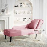 vidaXL Fauteuil long avec coussin et accoudoir droit rose velours