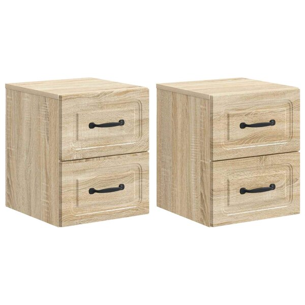 vidaXL Cabinet de chevet mural 2 Pièces Chêne Sonoma 34 5 x 33 x 40 cm
