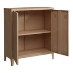 Casier de bureau armoire meuble de rangement pour bureau atelier chambre acier de bureau métallique à 2 portes 90 x 80 x 33 cm marron clair mat 03_0006340