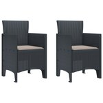 vidaXL Ensemble de salle à manger de jardin de 3 pièces avec coussins Anthracite Poly Rattan