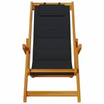 vidaXL Chaises de plage pliantes 2 Pièces en acacia noir et textilène