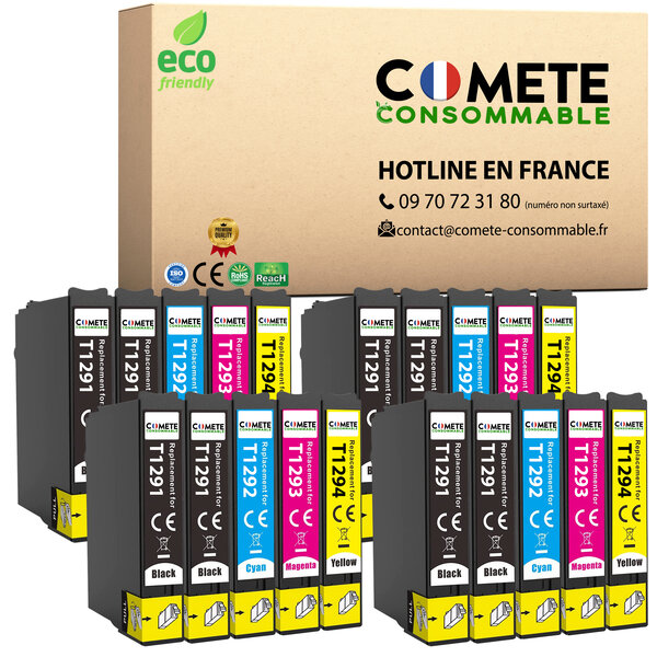T1295 - 20 cartouches compatibles eEpson t1295 pomme (t1291 t1292 t1293 t1294)  - COMETE