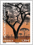 Timbre - Acacia faux-gommier - Lettre verte