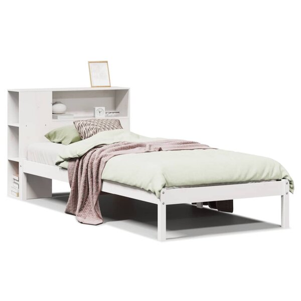 vidaXL Lit bibliothèque sans matelas blanc 100x200 cm bois pin massif