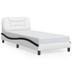 vidaXL Cadre de lit avec LED sans matelas Hvar blanc et noir 90x190 cm