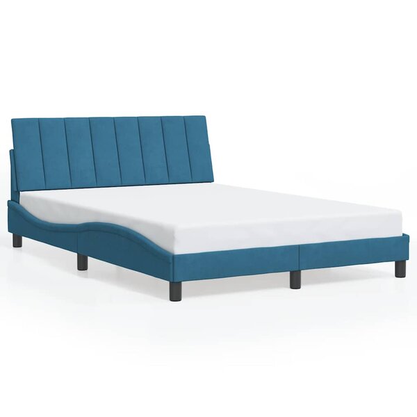 vidaXL Cadre de lit sans matelas Hanko bleu 140x200 cm velours