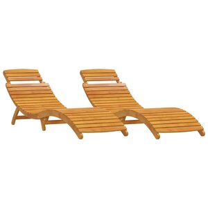 vidaXL Chaise longue 2 Pièces Marron 55 x 184 x 64cm Bois d'acacia massif