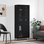 vidaXL Buffet haut Noir 69 5x34x180 cm Bois d'ingénierie