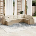 vidaXL Salon de jardin avec coussins 8 Pièces beige résine tressée