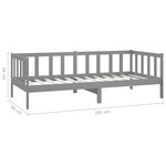 vidaXL Lit de repos avec matelas 90x200 cm Gris Bois de pin massif