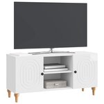 vidaXL Meuble TV Blanc brillant 102 x 34 5 x 50 cm Bois d'ingénierie
