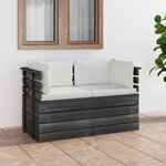 vidaXL Canapé palette de jardin 2 places avec coussins Bois de pin