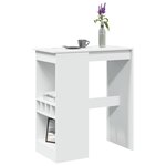 vidaXL Table de bar avec étagères blanc bois d'ingénierie