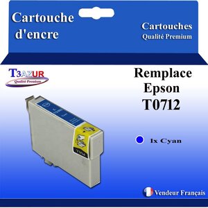 T3AZUR-Cartouche Compatible pour Epson T0712 / T0892  Cyan