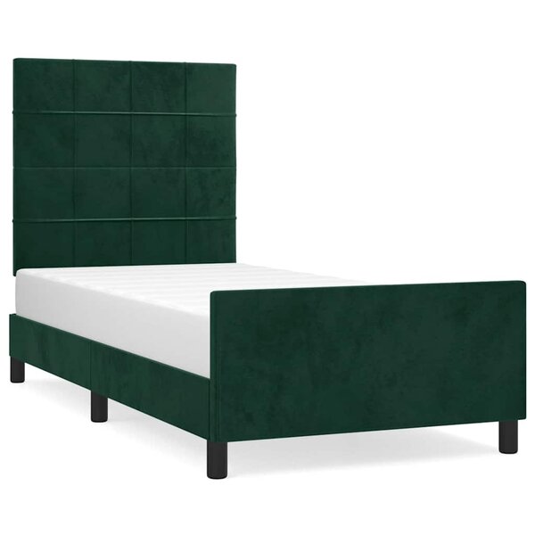 vidaXL Cadre de lit sans matelas vert foncé 90x190 cm velours