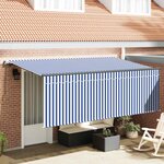 vidaXL Auvent Rétractable Rayé Bleu 350 x 200 cm tissu