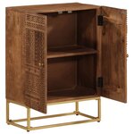 vidaXL Buffet noir 55x30x76 cm bois massif de manguier et fer