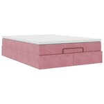 vidaXL Cadre de lit ottoman avec matelas rose 140x190 cm velours