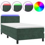 vidaXL Sommier à lattes de lit avec matelas et LED Vert foncé 90x200cm
