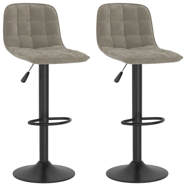 vidaXL Tabourets de bar lot de 2 gris clair velours