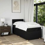 vidaXL Sommier à lattes de lit avec matelas Noir 100x200 cm Tissu