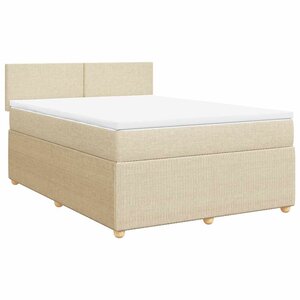 vidaXL Sommier à lattes de lit avec matelas Crème 160x200 cm Tissu