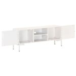 vidaXL Meuble TV Blanc 115x30x46 cm Bois massif de manguier