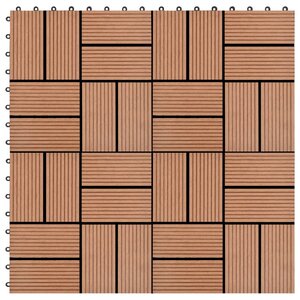 vidaXL Carreau de terrasse 11 Pièces WPC 30 x 30 cm 1 m² Marron