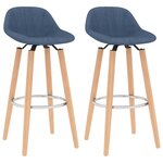 vidaXL Tabourets de bar lot de 2 bleu tissu