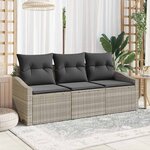 vidaXL Ensemble de canapé de jardin 3 Pièces Gris clair Poly rotin