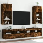 vidaXL Meubles TV avec lumières LED 2 Pièces chêne fumé 40 5x30x90 cm