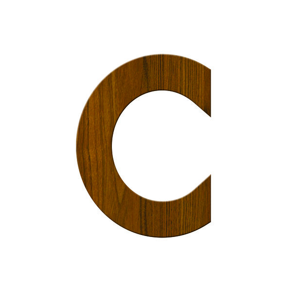 Numéro C- Numéro adhésif pour boîtes aux lettres. Vinyle épais texturé  hauteur 38 mm- Bois Miel