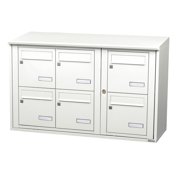 Bloc collectif leabox.com  3x2  grade 3  simple face  Extérieur  fixation murale   Blanc pur RAL 9010  finition brillante