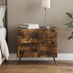 vidaXL Cabinet de chevet avec tiroir Chêne fumé 62 x 34 5 x 47 5 cm