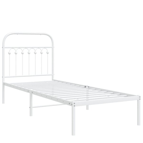 vidaXL Cadre de lit métal avec tête de lit blanc 80x200 cm