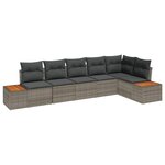 vidaXL Canapé de jardin 6 pièces avec coussins gris en poly rotin et acacia