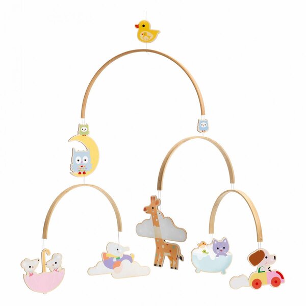 Mobile decoratif en bois les bebes animaux