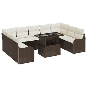 vidaXL Ensemble de canapé de jardin 10 Pièces Marron Poly rotin
