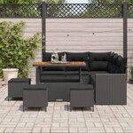 vidaXL Ensemble de canapé de jardin 9 Pièces Noir polyrotin