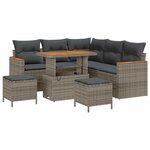 vidaXL Ensemble de canapé de jardin 8 Pièces Gris polyrotin